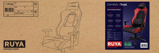 Trust GXT 714R Ruya - Fauteuil gaming ergonomique - Accoudoirs 3D - Tissu respirant et cuir PU - Jusqu'à 150 kg - Rouge