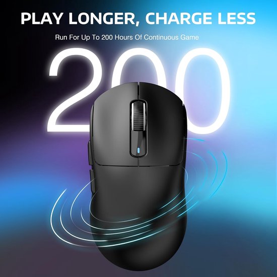 Souris gaming sans fil ATTACK SHARK - Filaire/2,4 GHz/BT 5.4 - Légère (49 g) - PAW3395 - 26 000 DPI - Noire