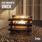 Gadgy Wax Light Holder Driftwood - Porte-lampions - set of 2 - Windlight -15x15cm - Egalement pour bougies