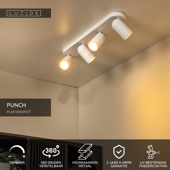 Lucide PUNCH - Spot de plafond (lampe de plafond) - 4xGU10 (MR16) - Blanc