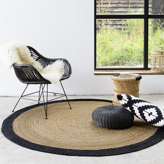 Tapis en jute NATURL. - Fair Rond Naturel/Noir - Ø 120 cm
