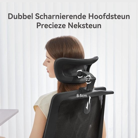 Siège de bureau ergonomique SIHOO M59AS - Accoudoirs réglables en 3D et rabattables à 90° - Double dossier avec soutien lombaire adaptatif - Coussin d'assise en forme de selle - Maille de haute qualité - Certifiée BIFMA/SGS - Jusqu'à 150 kg - 43,5 x 50,5