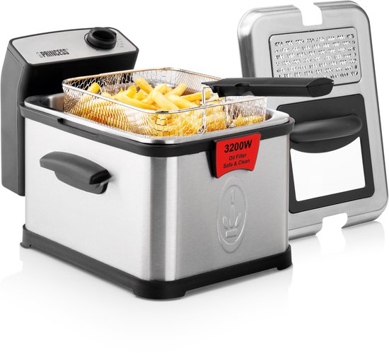 Friteuse Princess Superior - 3 litres - Zone froide et filtres - Puissance élevée de 3 200 watts - 183001
