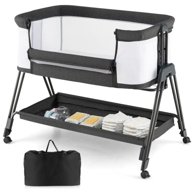 Lit de bébé portable et pliable Lit ajustable avec rangement