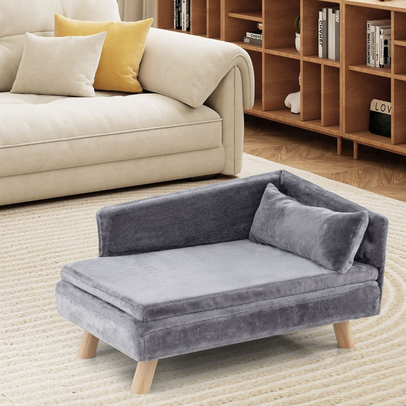 Canapé surélevé pour chien Coast - dossier semi-circulaire - coussin amovible - gris - 81 x 51 x 47 cm
