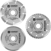 VONROC Jeu de disques diamantés - Ø125MM - universel - 3 pièces - Segment, Turbo & Full Edge