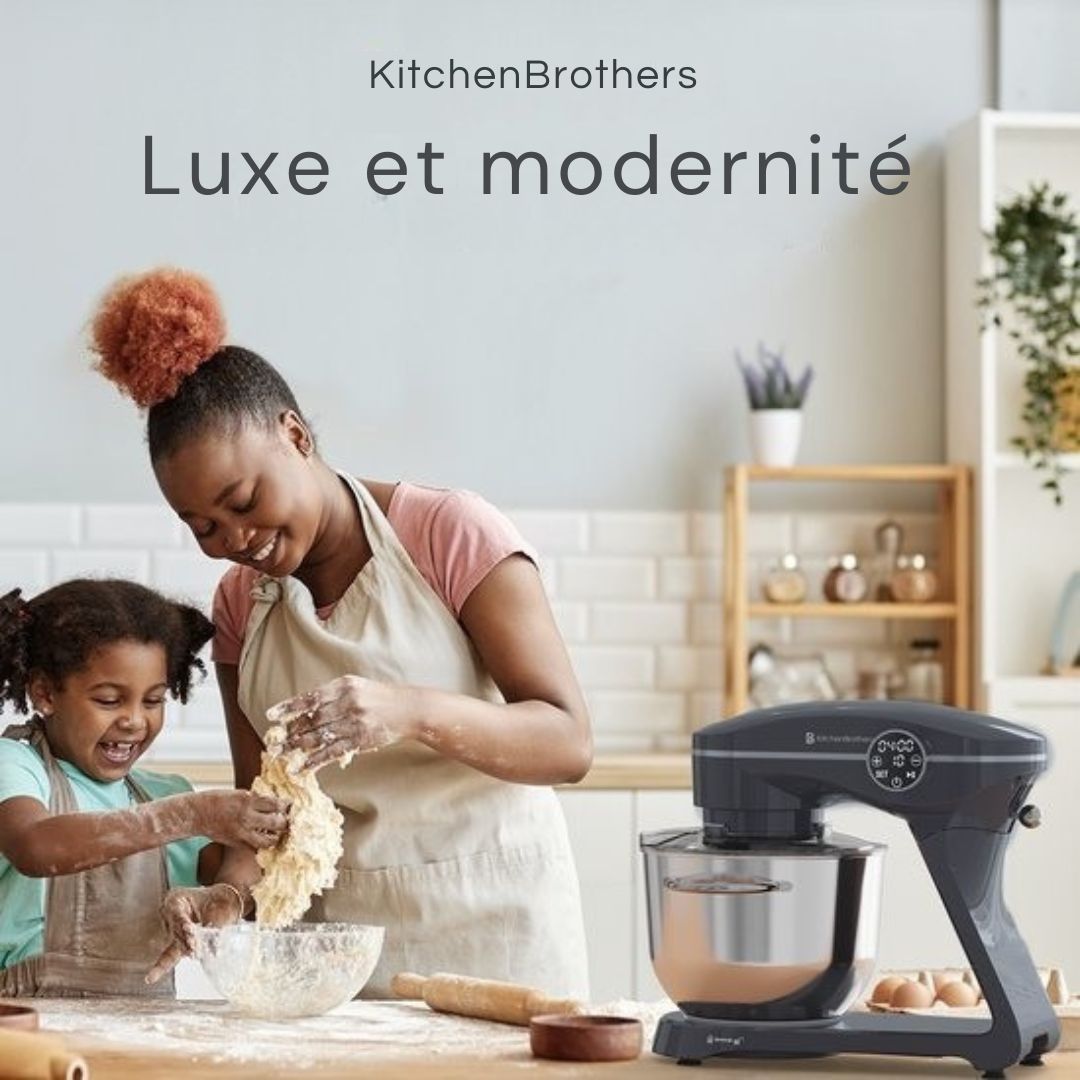 Robot de cuisine KitchenBrothers - Affichage tactile et minuterie - 6L - 1800W - Aluminium - Anthracite