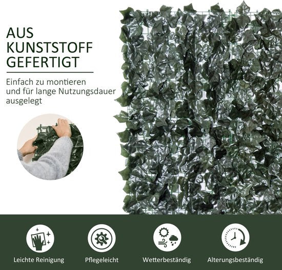 Haie artificielle Outsunny - lavable - résistante aux UV et aux intempéries - vert foncé