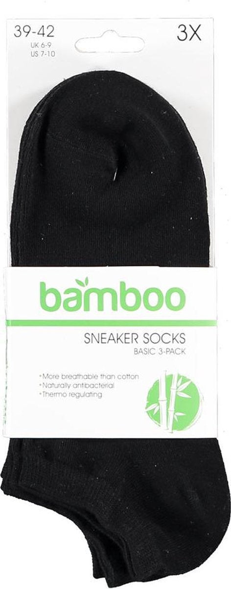 Chaussettes de sport Apollo en bambou - 3 paires - Sans coutures - Pointures 39 à 42 - Noir