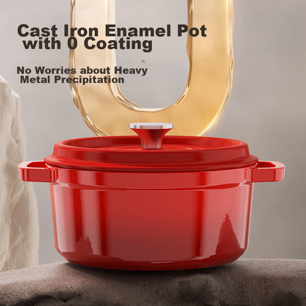 COOKER KING Marmite et casserole en fonte émaillée 24 cm – Rouge chinois – Fonte et émail