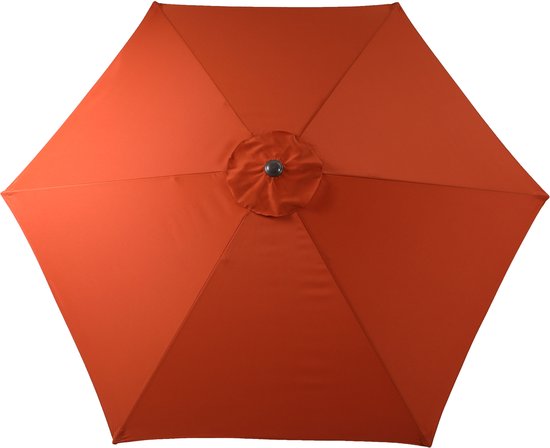 Parasol AXI Noor à tige Ø 300 cm, aspect chêne/terracotta – Armature thermolaquée – Inclinable