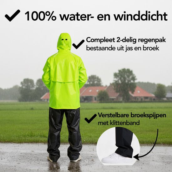 Infinity Goods Combinaison de pluie Nikki - Femme et Homme - Taille M - Imperméable et respirante - Réfléchissante - Jaune fluo
