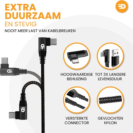 Drivv. Câble USB vers USB C - Angulaire - Modèle 2024 - Câble de données et de charge USB C - Charge rapide / charge rapide - 3 mètres - Convient à iPhone 15, Samsung et autres, entre autres - Gris