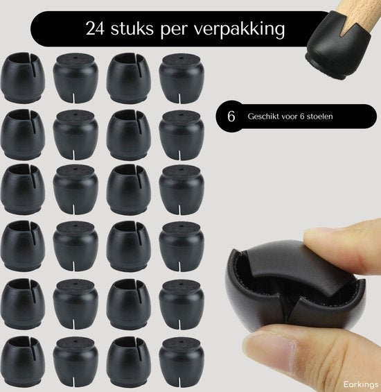 Protecteurs de pieds de chaises Protecteur de sol Ø12-16 mm - Capuchons de pieds de chaises Capuchons de meubles 24 pièces - Capuchons de chaises ronds Protecteurs de sol Chaises - Noir