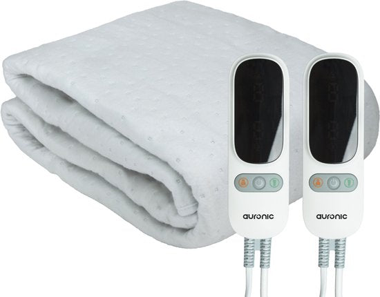 Couverture électrique Auronic XL - 190x160cm - 2 personnes - Couverture chauffante - 2 zones de chaleur - Blanc