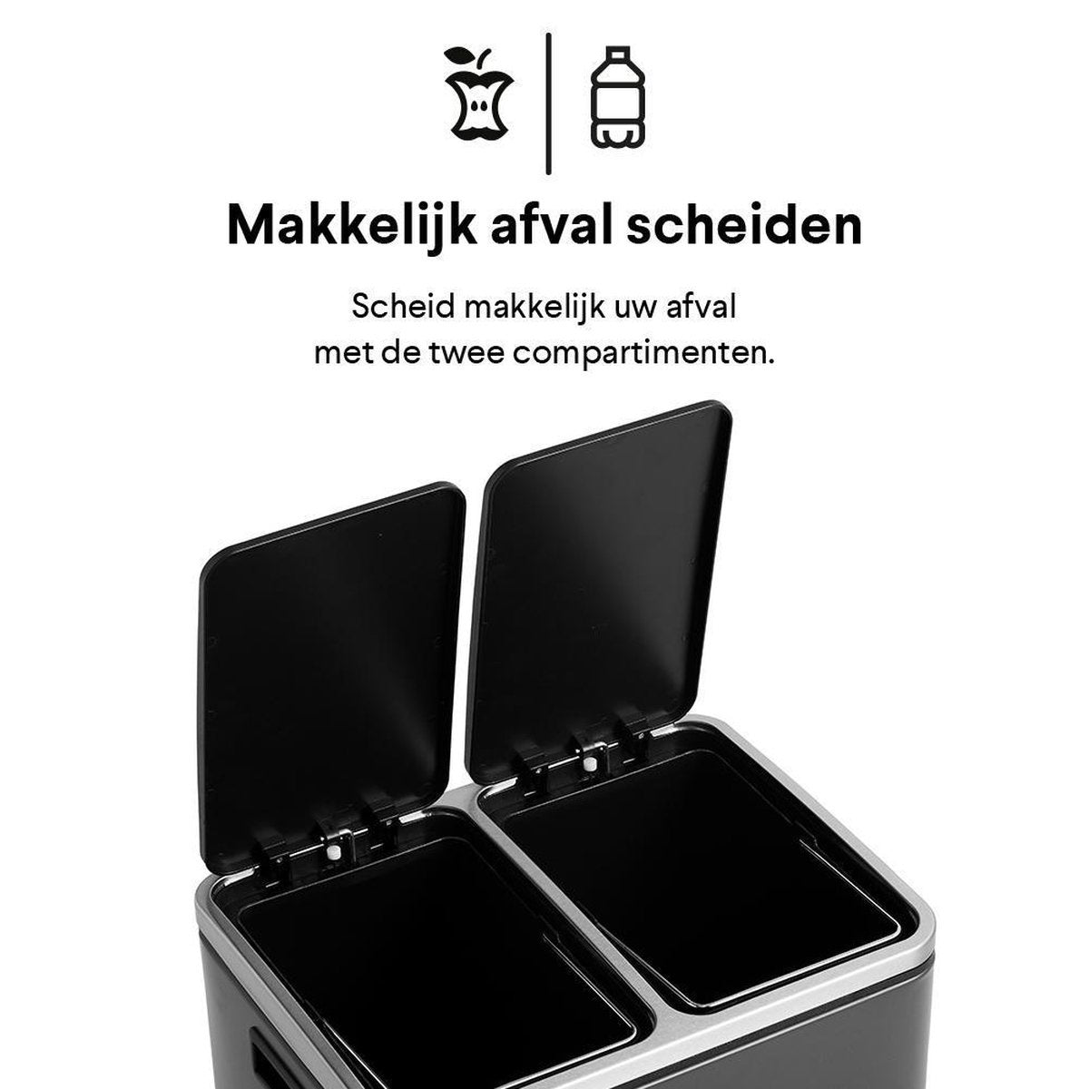 Homra BLINQ Poubelle de tri sélectif avec 2 compartiments - 2 x 15 L