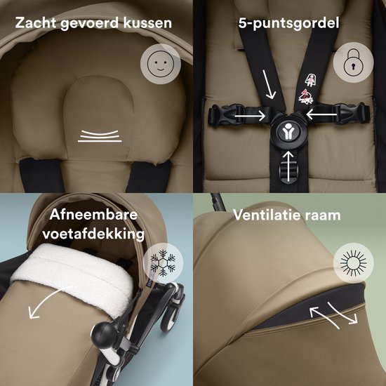 Stokke YOYO 0+ Newborn Pack, Toffee - Comprend un matelas, un pare-soleil extensible et un harnais à cinq points - Nécessite un châssis YOYO (vendu séparément)