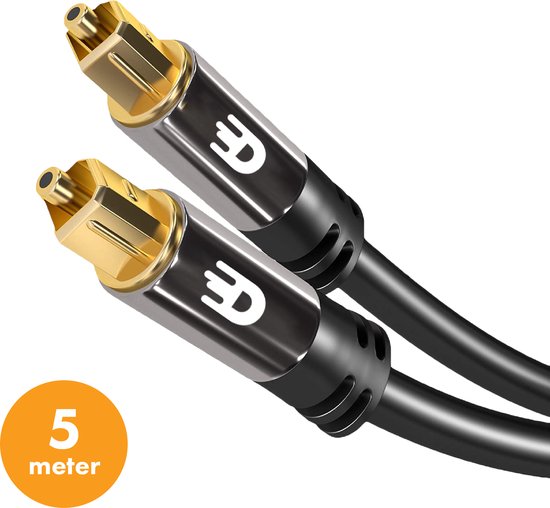 Drivv. Premium Toslink Optical Cable - Câble audio optique - Barre de son - Mâle vers Mâle - 5 mètres - Noir
