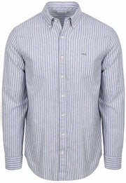 Chemise McGregor en coton et lin à rayures indigo - Taille XL - Homme