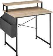 tectake® - Everett desk - largeur 80 cm - table d'ordinateur - avec étagère et organiseur - brun clair - 404663