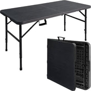 LifeGoods Table pliante - 180x74 cm - Table pliante robuste - Résiste aux intempéries - Table de salle à manger pliante - Table de camping - Table pliante pour l'intérieur et l'extérieur - Aspect grain de bois noir