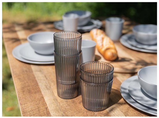 Bo-Camp - Verre à eau - Nomad - RPET - Gris - 400 ml - 4 pièces