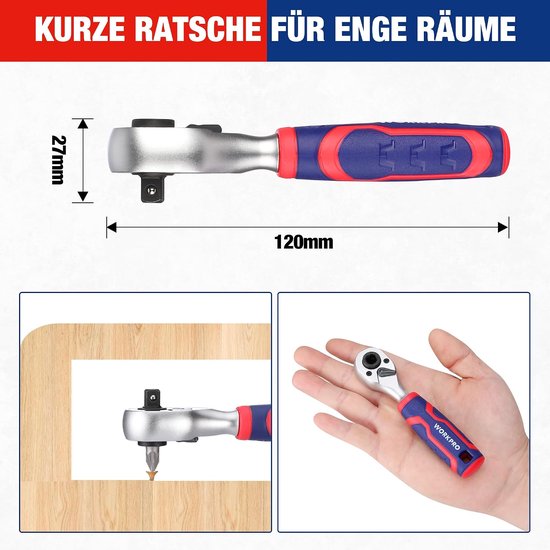 Jeu de 42 embouts et douilles avec cliquet et support magnétique