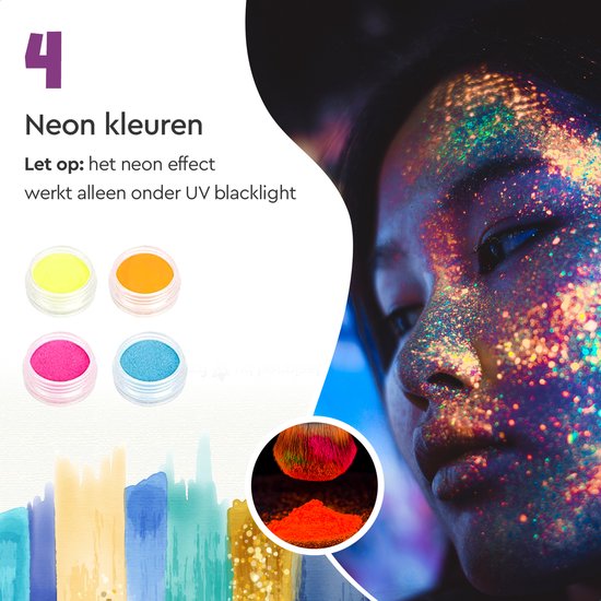 Partizzle Set complet de tatouages pailletés - Filles / Garçons - Gabarits de maquillage, colle et pinceaux - Kit d'artisanat pour faux tatouages au néon - Cadeau de carnaval pour les enfants - 24 couleurs / Biodégradable