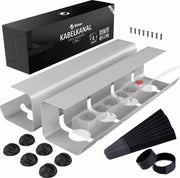 Stilemo Kabelgoot Bureau 2 Delig - Cable Management - Kabelhouder 43 CM - Kabelbox - Kabel Organiser 5 KG Draagkracht - Opberbox Stekkerdoos - Grijs - Incl. Accessoires