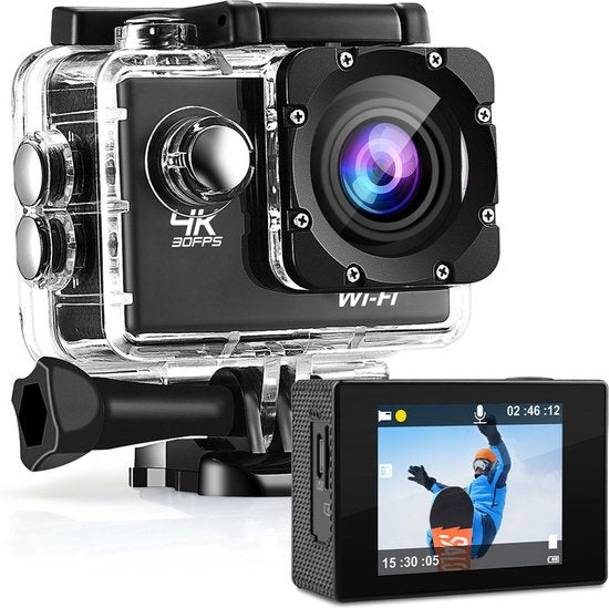 Strex Action Camera 4K 16MP - 60FPS / 30M Waterproof / WiFi - Accessoires inclus - Caméra d'action - Caméra sous-marine