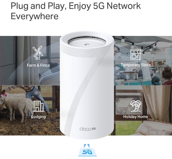 TP-Link Deco BE65-5G Mesh Wi-Fi 7 (tri-bande et 5G) - 9 214 Mbps - 3 ports Ethernet 2,5 Gbps - Compatible SIM