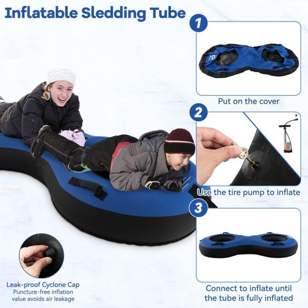 Coast 2-Seater Snow Sleigh - 200 cm - Avec cordon de serrage - Bleu