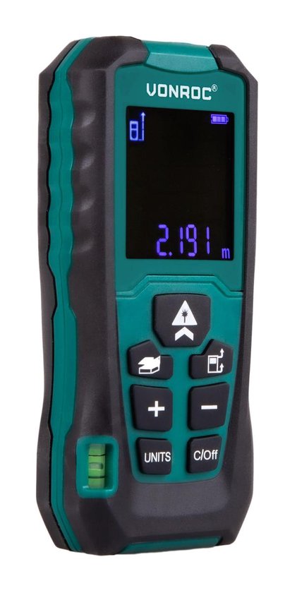 VONROC Télémètre laser - Portée de 60 mètres - Référence de mesure réglable