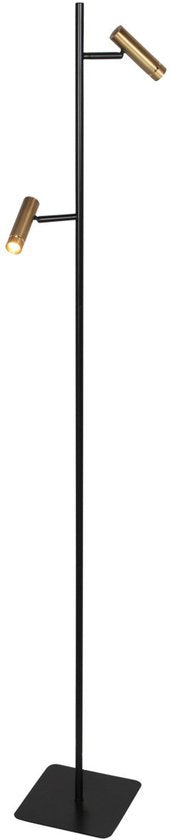 Lampe sur pied Lumo 4608BR - Lampe de lecture moderne à deux lumières en métal avec des touches de bronze, hauteur 125 cm, orientable et inclinable, marque Mexlite