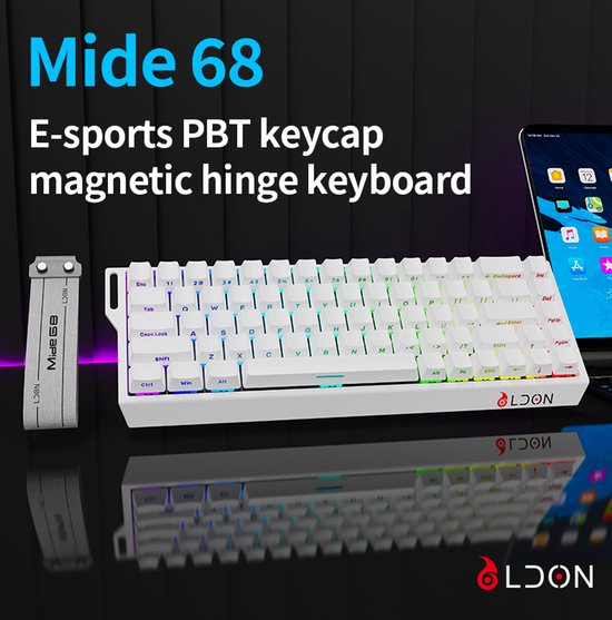 Mide68 - Clavier gaming filaire à 65 % - Clavier rétroéclairé RGB - Clavier mécanique à déclenchement rapide à effet Hall - Hot Swap - 8 kHz - Temps de réponse de 0,01 mm - 0,125 ms - Touches imprimées sur le côté - 68 touches - Meilleur rapport qualité-p