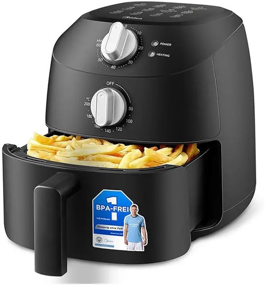 Friteuse à air chaud Midea MAF20P0BPK - Compacte 2 L, 1 150 W, friture sans huile