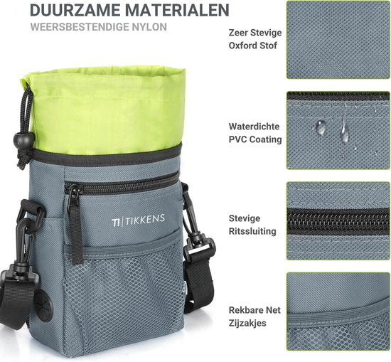 Pochette de récompenses Tikkens pour chiens - Avec clicker et gamelle pliable - Imperméable et lavable - 25 x 15 x 3 cm - Gris
