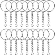 Porte-clés avec chaîne - 50 anneaux fendus pour porte-clés en acier inoxydable - Set d'anneaux fendus pour porte-clés - 25 mm - 50 pièces