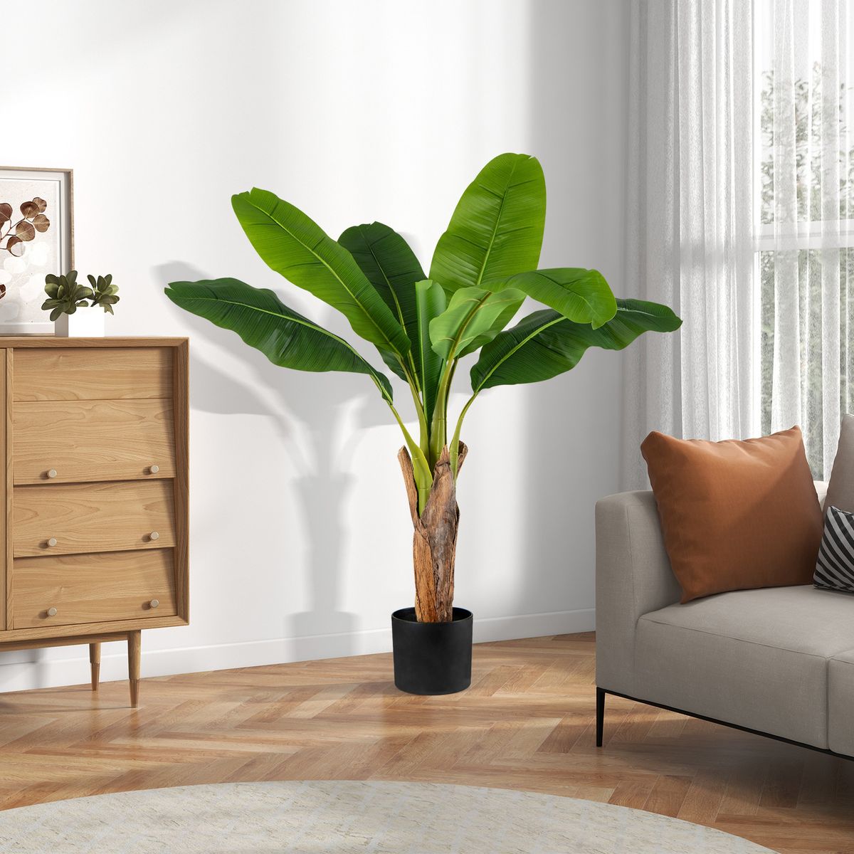 Lot de plantes artificielles Coast - Palmier tropical et anthurium - 2 pièces - 107 cm - Vert