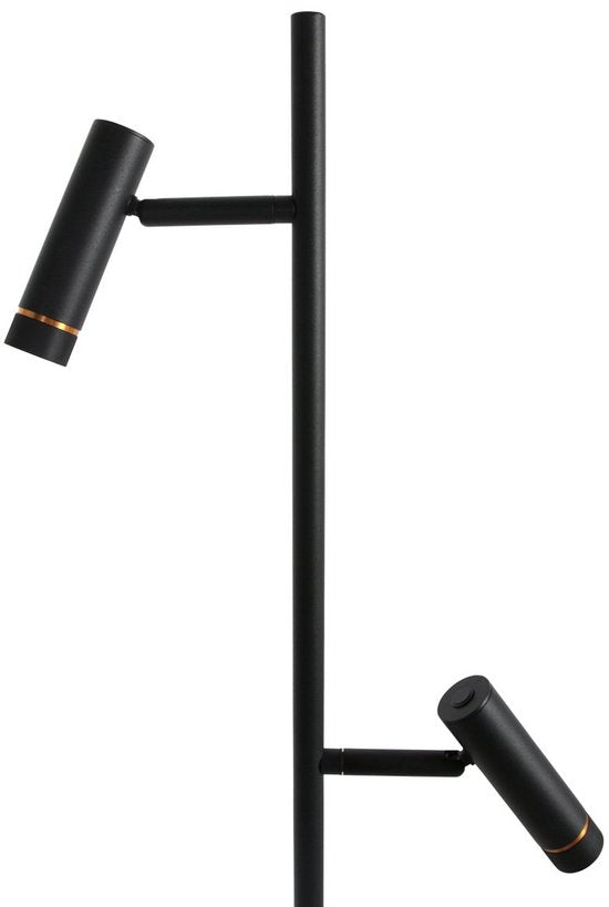Lampadaire Lumo 4608ZW - lampe de lecture LED noire moderne de Mexlite, hauteur 125 cm, orientable et inclinable, avec des points d'éclairage réglables et un variateur tactile