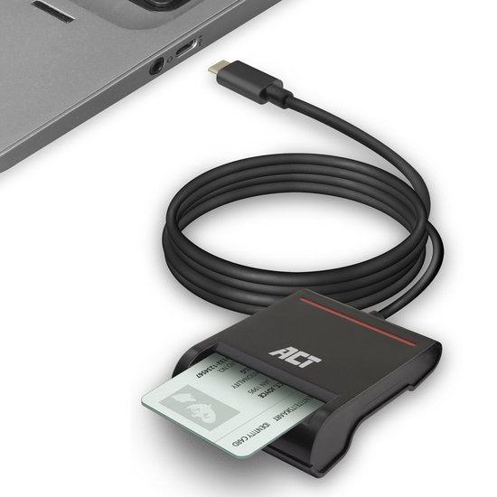 Lecteur de carte à puce eID USB-C externe ACT, compatible avec les cartes d'identité belges AC6020