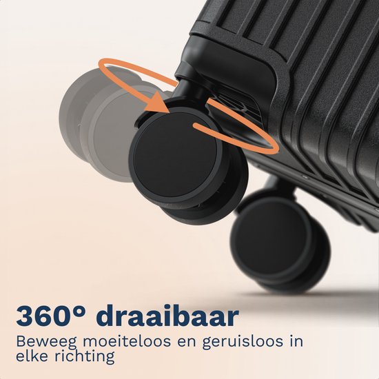 Valise cabine TRVLMORE Premium - 54 x 35 x 22 cm - Roulettes pivotantes à 360° - Double serrure à combinaison TSA - Polycarbonate - Sans fermeture éclair - 40 litres - Noir