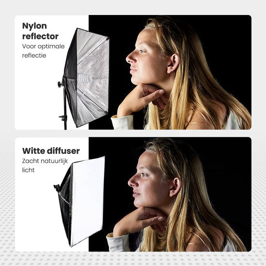 Auronic Softbox Studio Lamp - Set complet avec sac de transport - 50x70 cm - Noir