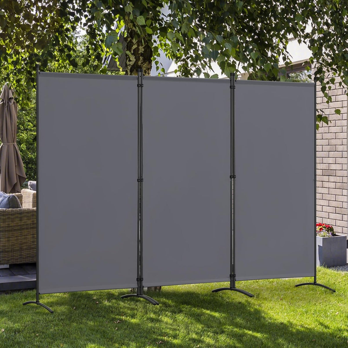 Paravent Angel Living à 3 panneaux – 243 x 180 cm – Gris