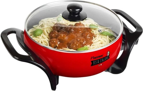 Poêle électrique Bestron - APP800 - Ø 26 cm - 1 500 W - Température maximale 230 °C - Rouge - Garantie 5 ans