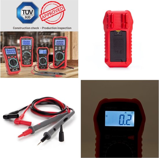 Multimètre numérique Velleman, adapté à la mesure du courant CA/CC, de la tension CA/CC, de la résistance, du transistor, des diodes et de la continuité, y compris les cordons de test