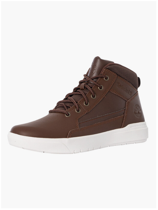 Timberland - Baskets mi-hautes avec laçage - Taille 45.5 & avec semelle confortable - semelle en caoutchouc durable & style décontracté - Pour hommes - Cuir marron moyen