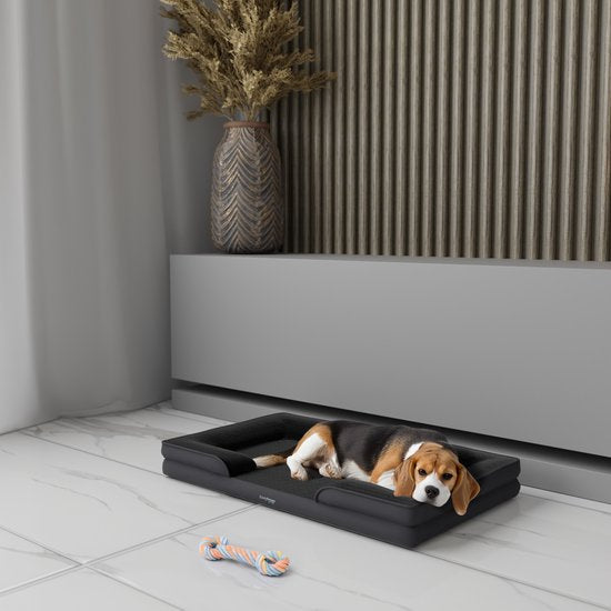 Panier orthopédique pour chien CozySense® - 75 x 45 cm - Taille M - Lit imperméable pour chien avec housse lavable - Convient comme coussin de banc - Noir
