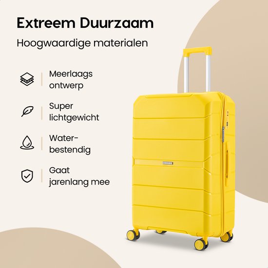 SKYCASES Urban Adventurer - Valise pour bagage à main - Verrouillage par numéro - 44L - Roues pivotantes - Valise de voyage avec serrure à bagages - Trolley léger - Jaune