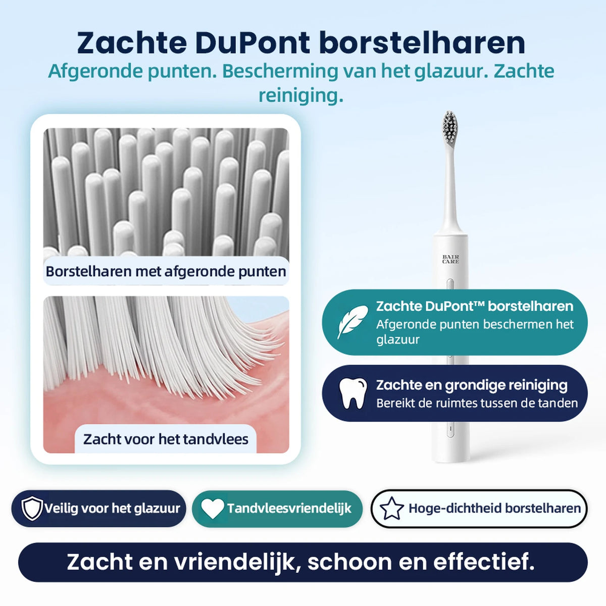 Brosse à dents électrique sonique Bair Care A9 - 5 modes de nettoyage - 3 niveaux d'intensité - Autonomie de 180 jours - Étanche IPX7